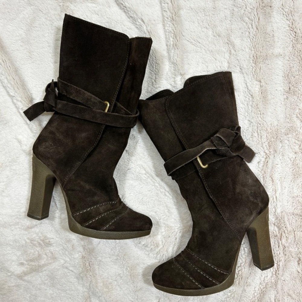 Fly London Womens Brown Suede Bondage Ankle Boots EU 36 US 5.5